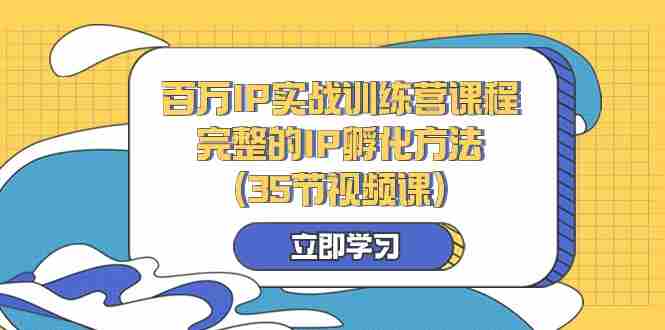 百万IP实战训练营课程，完整的IP孵化方法（35节视频课）