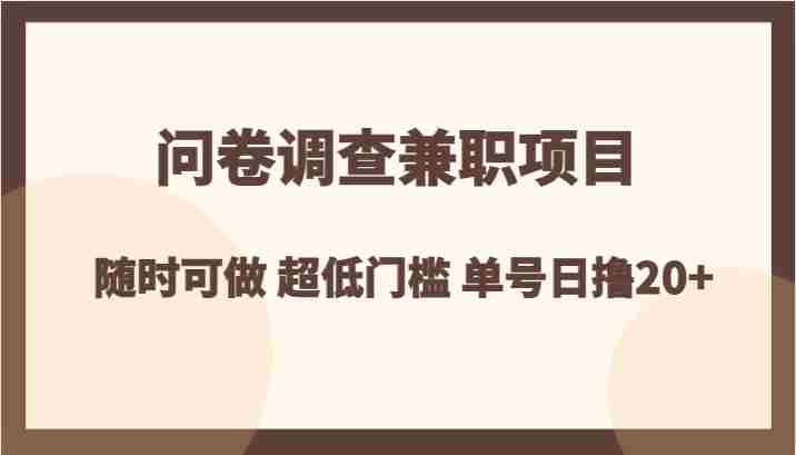 问卷调查兼职项目，随时可做 超低门槛 单号日撸20+