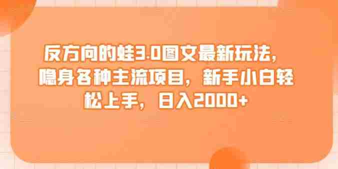 反方向的蛙3.0图文最新玩法，隐身各种主流项目，新手小白轻松上手，日入2000+【揭秘】