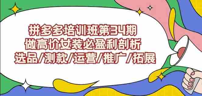 拼多多培训班第34期：做高价女装必盈利剖析选品/测款/运营/推广/拓展