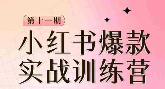 小红书博主爆款训练营第11期，手把手教你从0-1做小红书，从定位到起号到变现