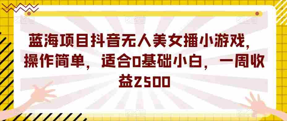 蓝海项目抖音无人美女播小游戏，操作简单，适合0基础小白，一周收益2500【揭秘】