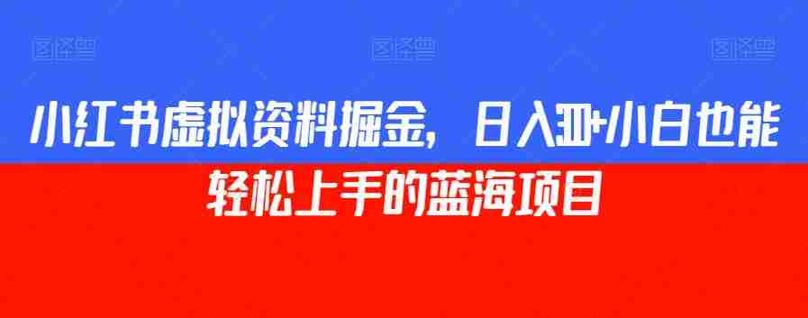 小红书虚拟资料掘金，日入300+小白也能轻松上手的蓝海项目【揭秘】