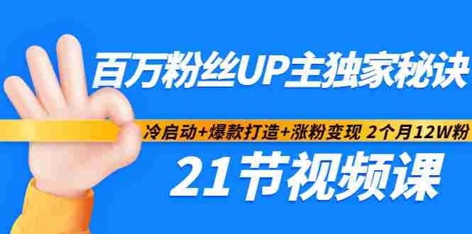 百万粉丝UP主独家秘诀：冷启动+爆款打造+涨粉变现2个月12W粉（21节视频课)